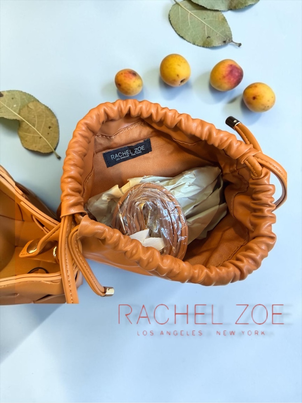 NWOT Rachel Zoe Woven Bucket Bag with Crossbody Strap - Cognac Tan - Picture 9 of 10